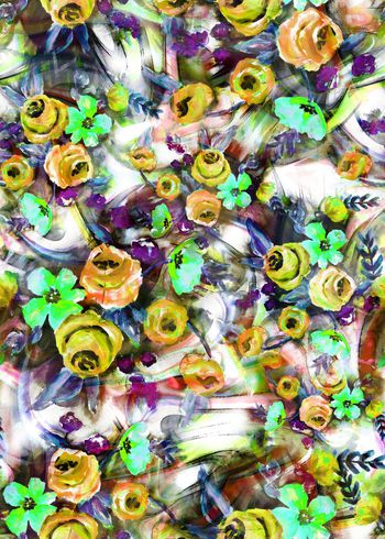 310129-多彩手绘水彩花卉花朵组合