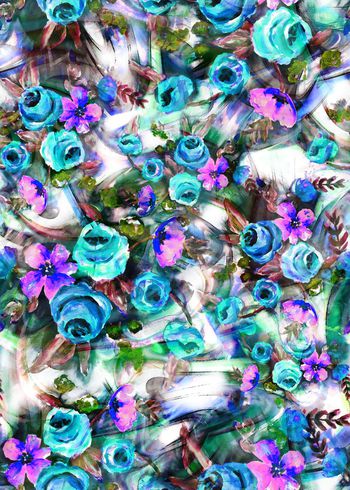 310130-多彩手绘水彩花卉花朵组合