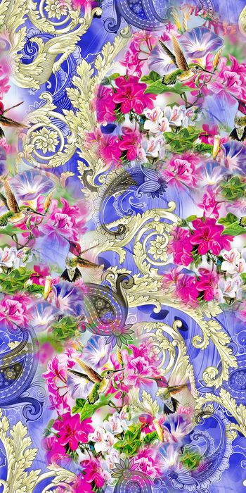 310133-春季佩斯利腰果漩涡纹蜂鸟鲜花碎花古