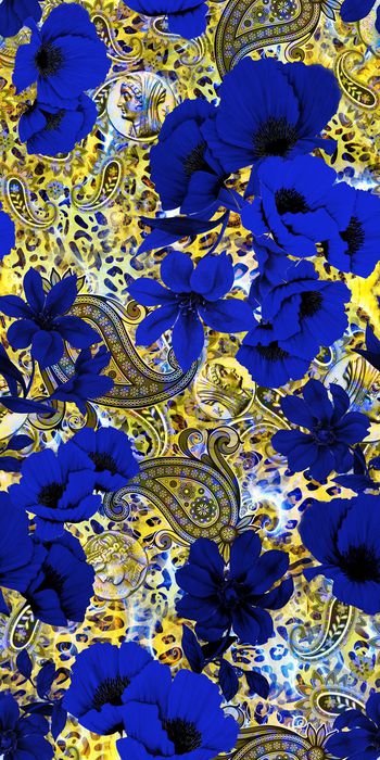 310233-复古野性豹纹古钱币佩斯利腰果漩涡纹