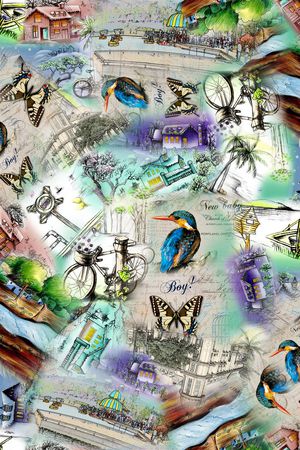 欧式复古印花华亿平台图片