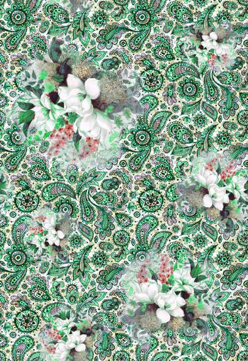 310419-民族风佩斯利腰果花加花卉组合印花