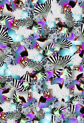 310627-几何抽象格子条纹随意组合休闲印花