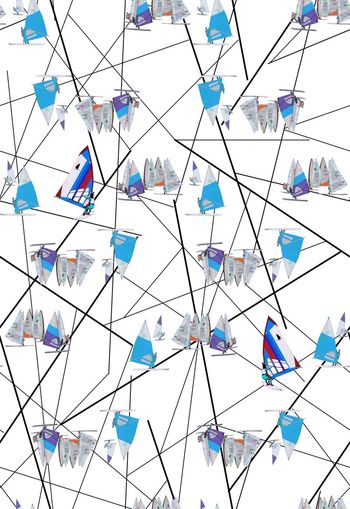 310642-休闲假日风帆船线条组合印花