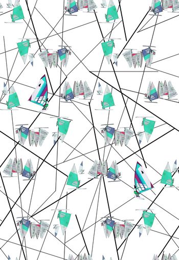 310643-休闲假日风帆船线条组合印花