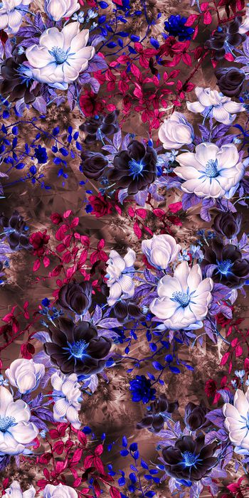 310818-冰雪奇缘黑白手绘古典花卉优雅女装连