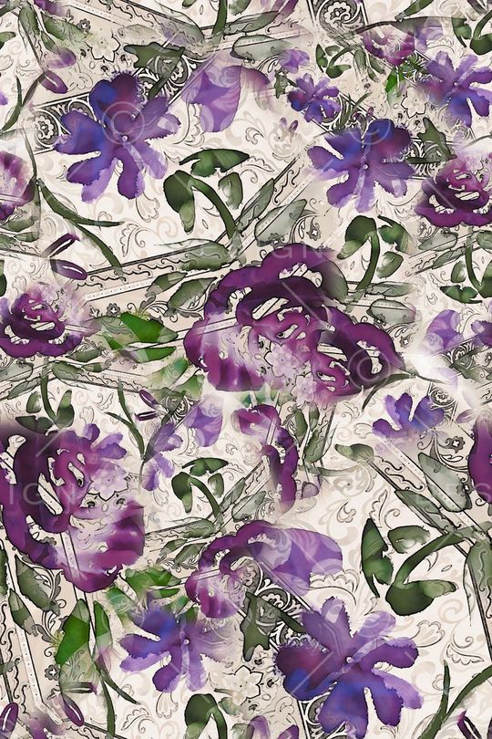 数码★花卉图案印花华亿平台图片