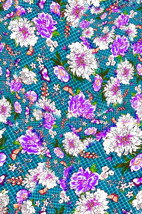 数码★花卉图案印花华亿平台图片