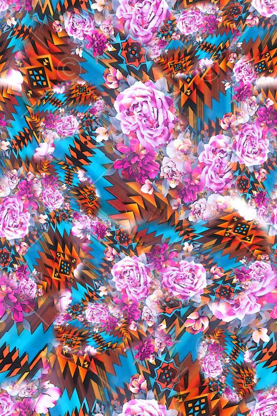 数码★花卉图案印花华亿平台图片