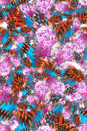 数码★花卉图案印花华亿平台图片