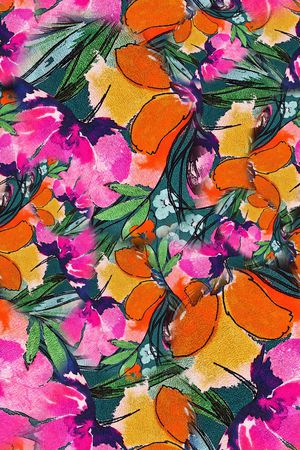 数码★花卉图案印花华亿平台图片