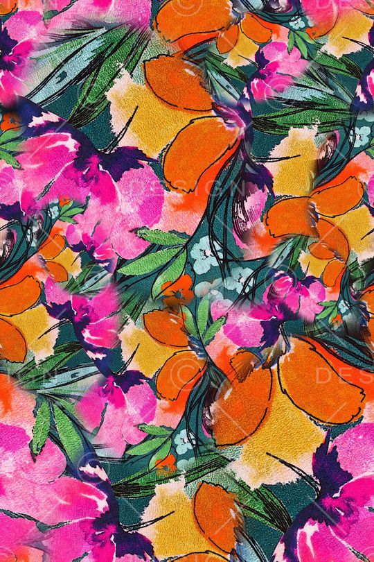 数码★花卉图案印花华亿平台图片