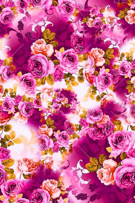 数码★花卉图案印花华亿平台图片