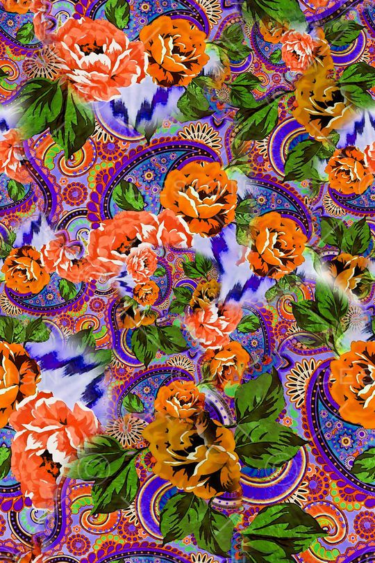 数码★花卉图案印花华亿平台图片