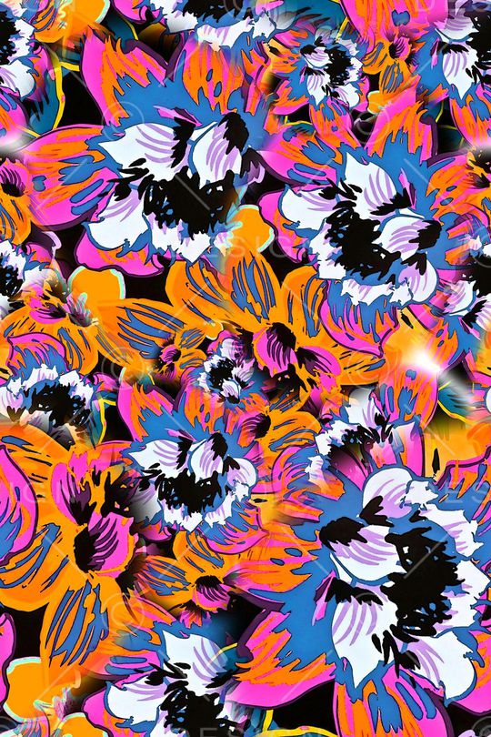 数码★花卉图案印花华亿平台图片