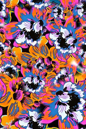 数码★花卉图案印花华亿平台图片