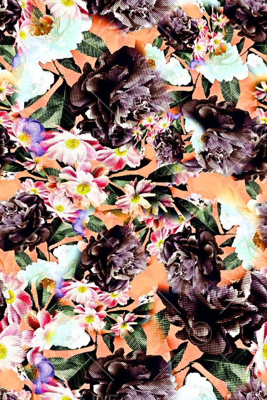 数码★花卉图案印花华亿平台图片