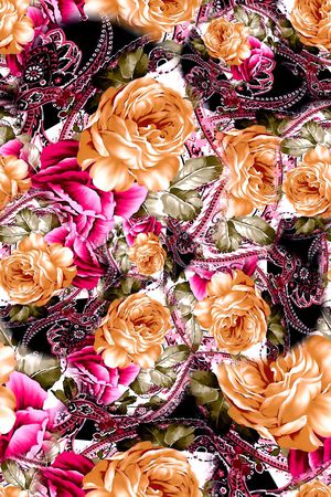 数码★花卉图案印花华亿平台图片