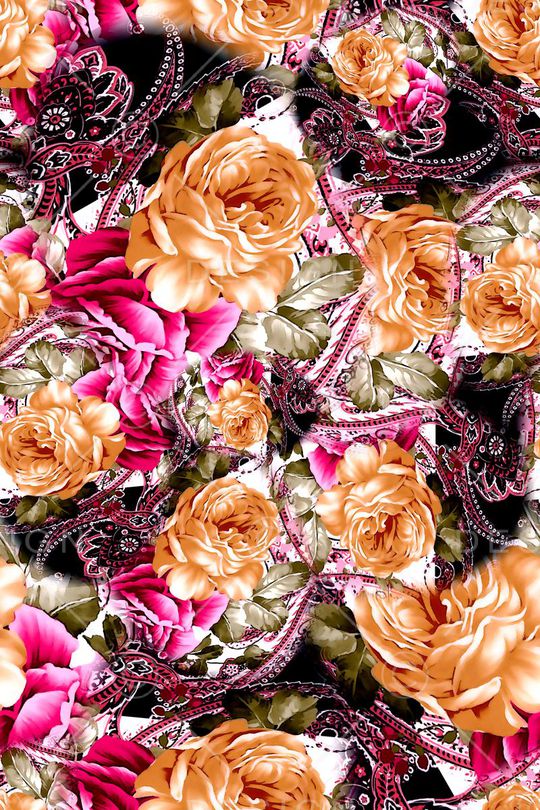 数码★花卉图案印花华亿平台图片