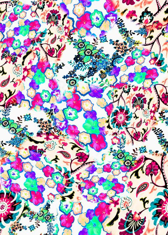 数码★花卉图案印花华亿平台图片