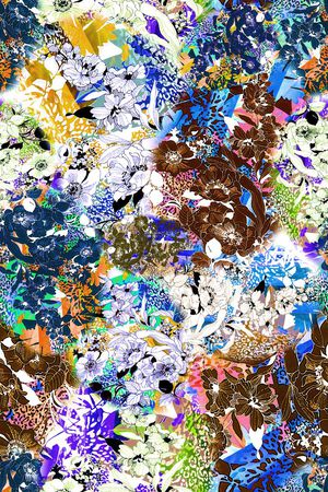 数码★花卉图案印花华亿平台图片