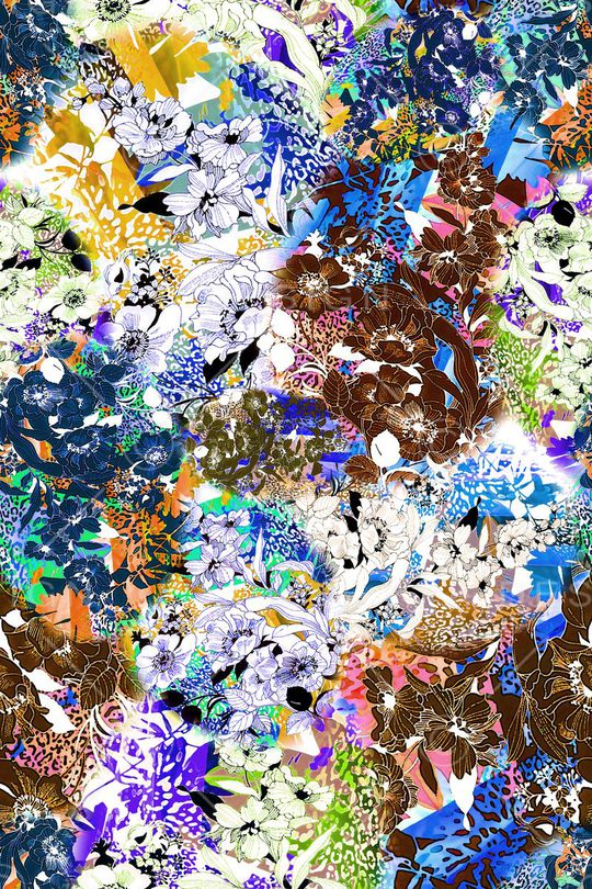 数码★花卉图案印花华亿平台图片