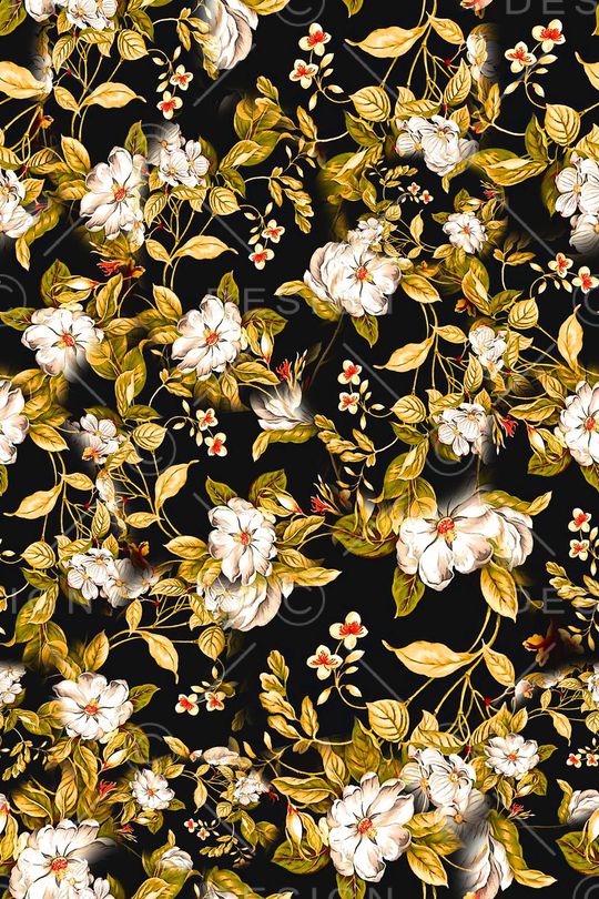 数码★花卉图案印花华亿平台图片