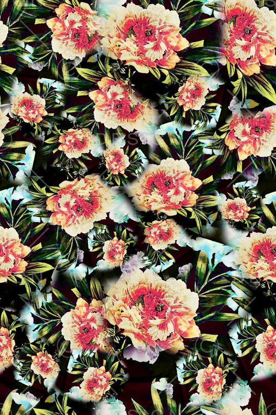 数码★花卉图案印花华亿平台图片