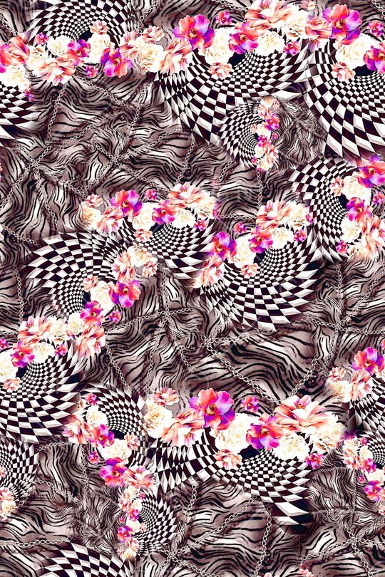 数码★花卉图案印花华亿平台图片