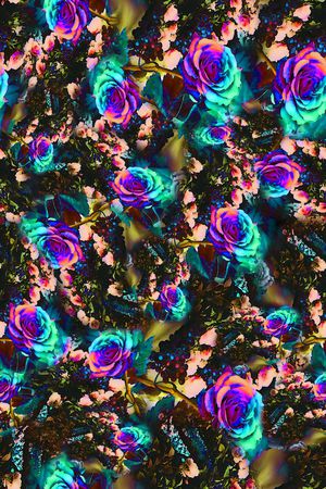 数码★花卉图案印花华亿平台图片