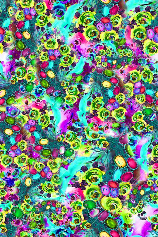 数码★花卉图案印花华亿平台图片