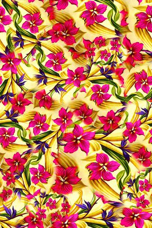 数码★花卉图案印花华亿平台图片