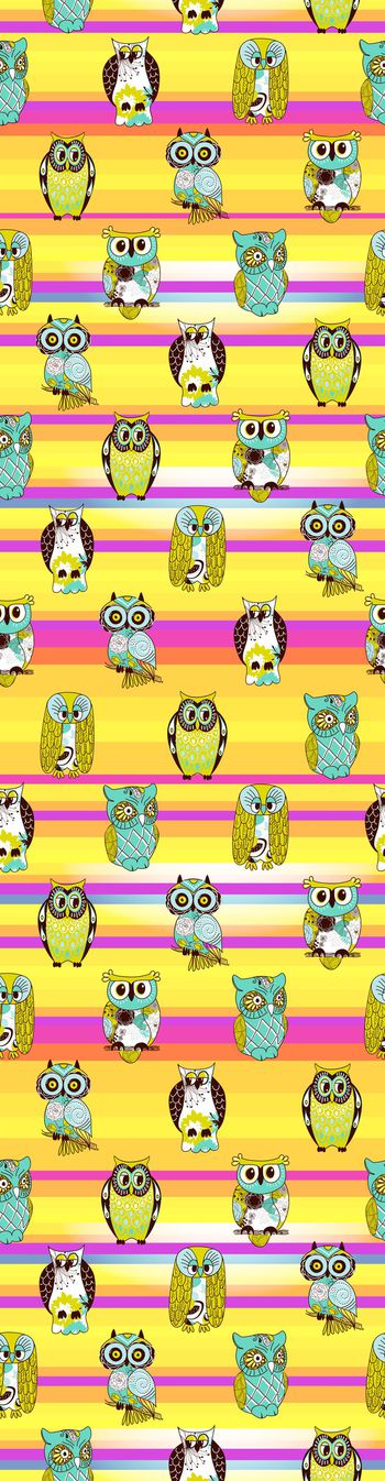 311499-卡通猫头鹰彩色条纹儿童家纺床品华亿平台