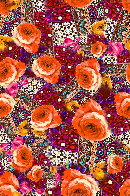 数码★花卉图案印花华亿平台图片