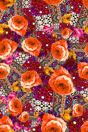 数码★花卉图案印花华亿平台图片