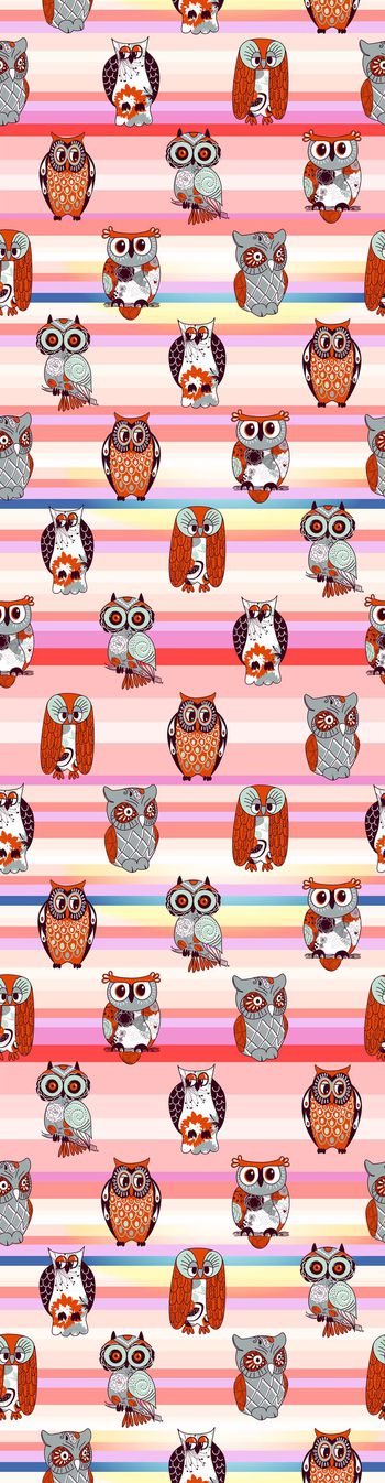 311549-卡通猫头鹰彩色条纹儿童家纺床品华亿平台