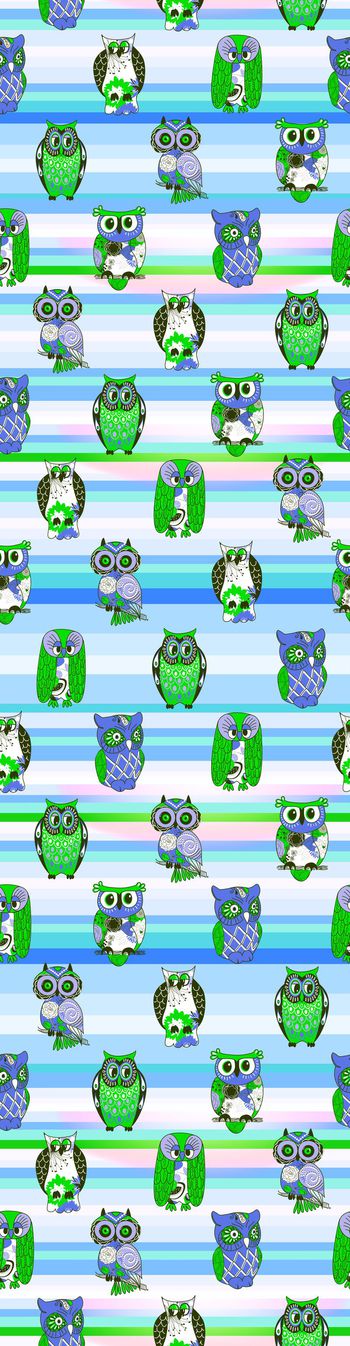 311550-卡通猫头鹰彩色条纹儿童家纺床品华亿平台