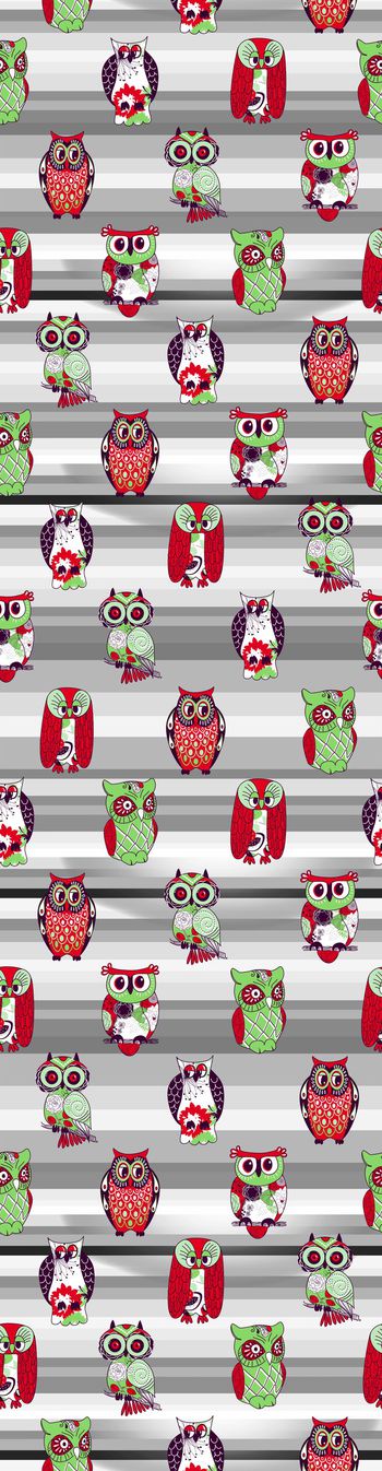 311551-卡通猫头鹰彩色条纹儿童家纺床品华亿平台