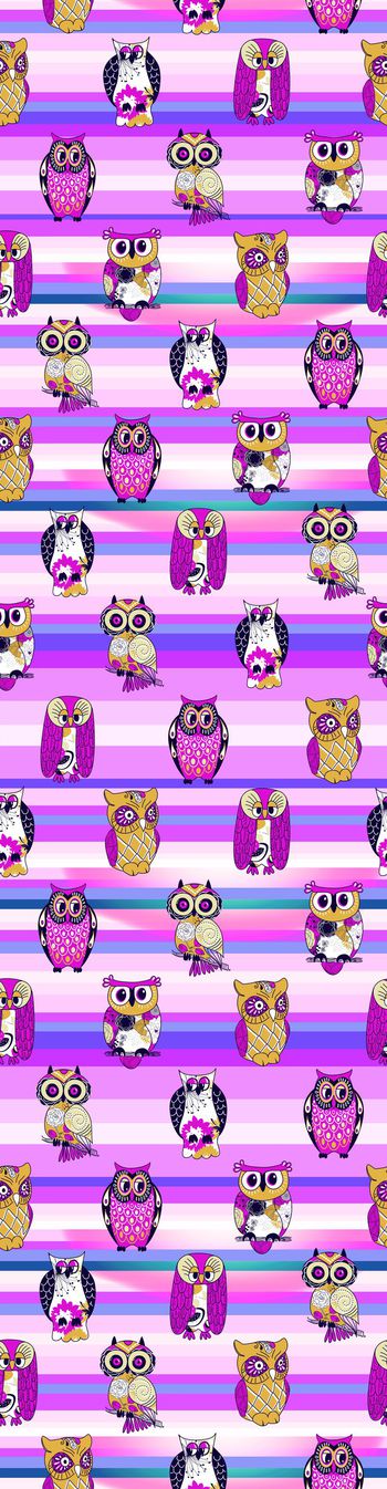 311552-卡通猫头鹰彩色条纹儿童家纺床品华亿平台