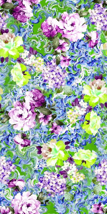 311756-复古油画紊乱底纹手绘写意花卉女装花