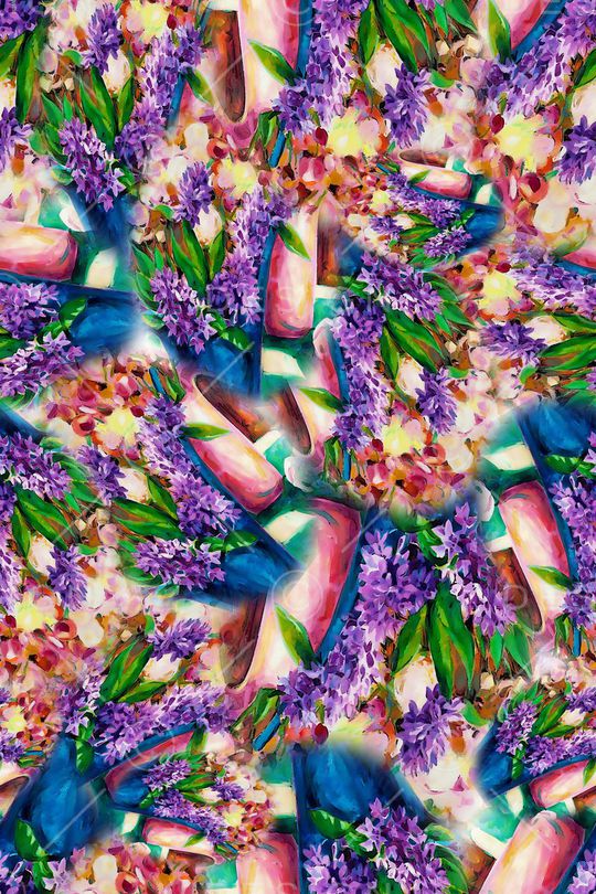 数码★花卉图案印花华亿平台图片