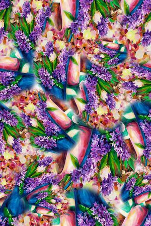 数码★花卉图案印花华亿平台图片