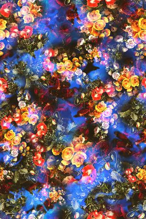 数码★花卉图案印花华亿平台图片