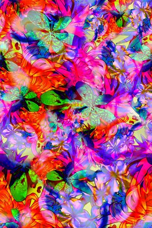 数码★花卉图案印花华亿平台图片