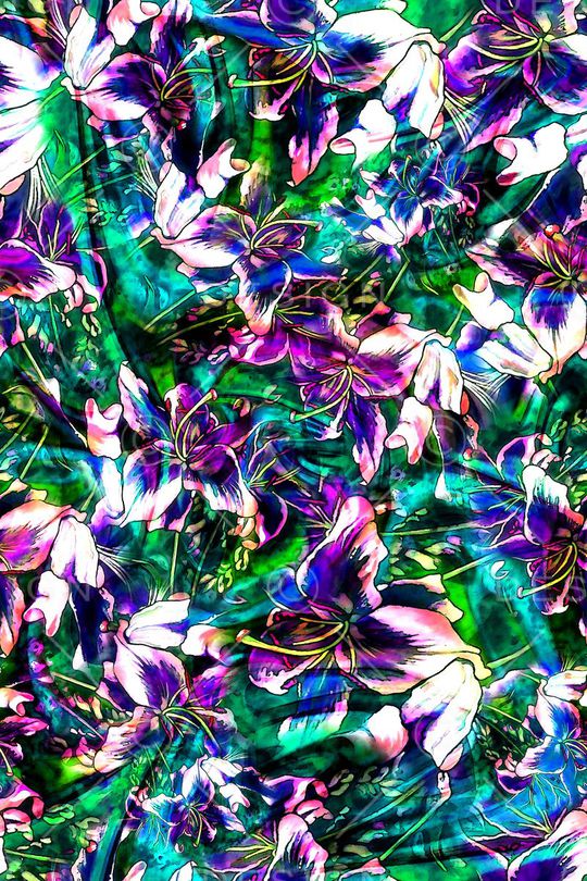 数码★花卉图案印花华亿平台图片