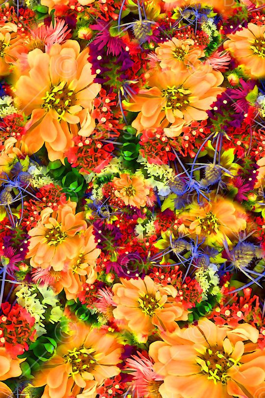 数码★花卉图案印花华亿平台图片