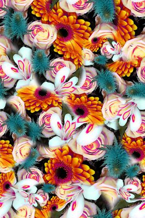 数码★花卉图案印花华亿平台图片