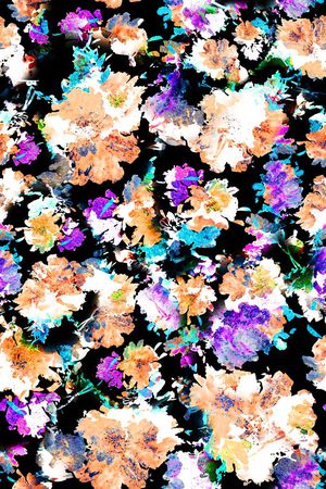 数码★花卉图案印花华亿平台图片