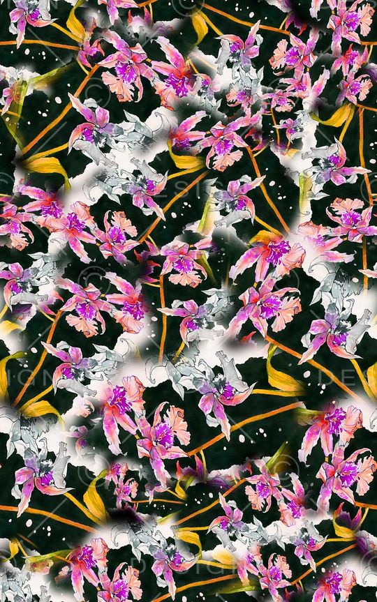 数码★花卉图案印花华亿平台图片