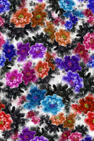 数码★花卉图案印花华亿平台图片